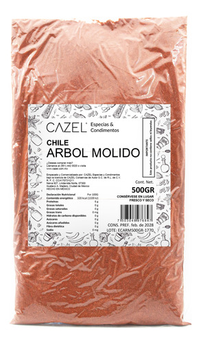 Chile De Arbol Molido En Polvo Oaxaca Natural 500g