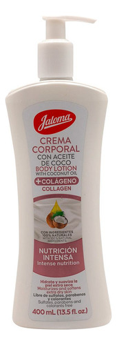 Crema Corporal Con Aceite De Coco Y Colágeno 400 Ml Jaloma