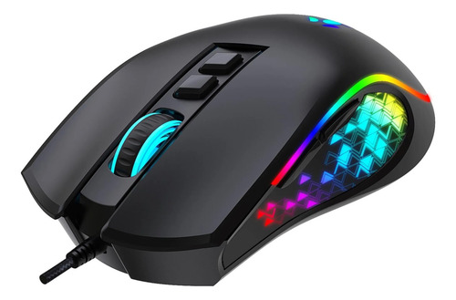 Mouse New Vickers 8000 Dpi Rgb 6 Botões New Edition Preto Preto
