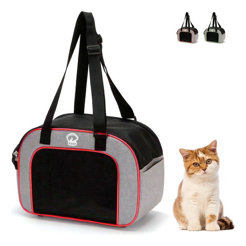 Mochila Transportadora Para Perro Y Gato Portátil Plegable Color Rojo