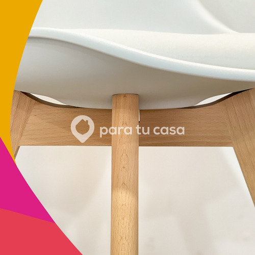 Imagen 3 de 10 de Set X 6 Sillas Eames Tulip De Comedor Almohadón Patas Madera