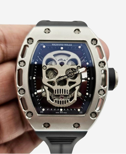 Reloj Premium Rm Skull Rm52 Calavera Gris Automatico (Reacondicionado)