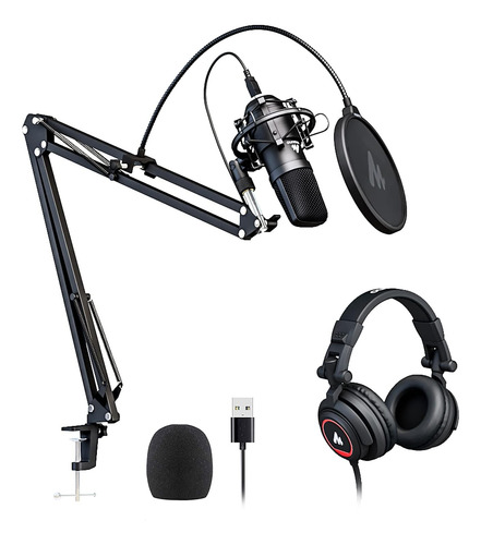Maono Micrófono Con Juego De Auriculares De Estudio 192kh...