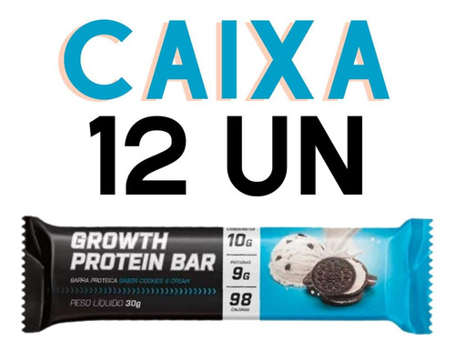 Barra De Proteína Sabores Whey Bar Growth Caixa 12 Unidades