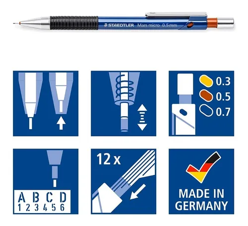 Staedtler 775 | Kit 3x Lapiseira Mars Micro | 0,3 0,5 0,7 Mm