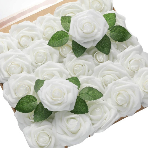 30 Rosas Artificiales Blancas De Aspecto Real