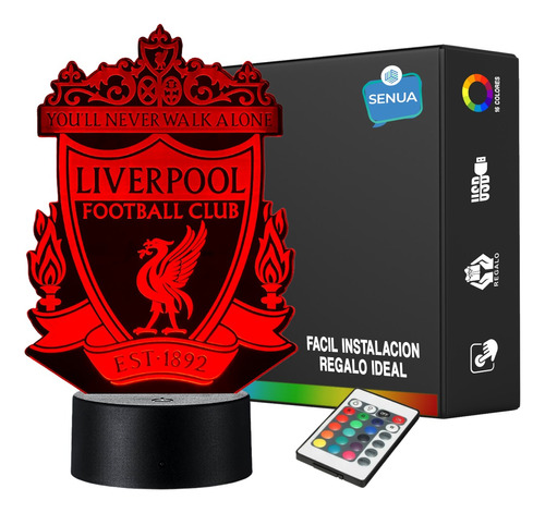 Lámpara De Noche Led Logo Liverpool Decoración Holograma