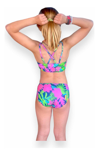 Malla Bikini Cali Niña Uvupf50+ Top Tiras + Bombi Tropical E