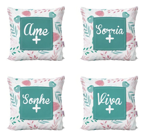 Capas De Almofadas Decorativas Ame, Sorria, Sonhe E Viva