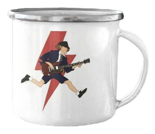 Taza Lechero Ac Dc Mug Rock Borde Plateado Angus Young