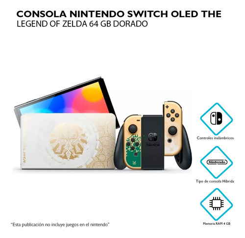 Consola Nintendo Switch Oled The Legend Of Zelda 64gb Dorado