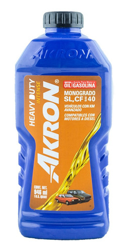 Aceite Para Motor Monogrado Akron Hd40