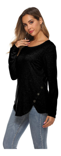 Playera Mujer De Manga Larga Camisetas Con Cuello Redondo