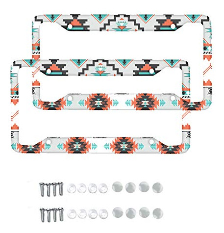 Full Set Of 2 Southwestern Navajo Aztec License Plate F...