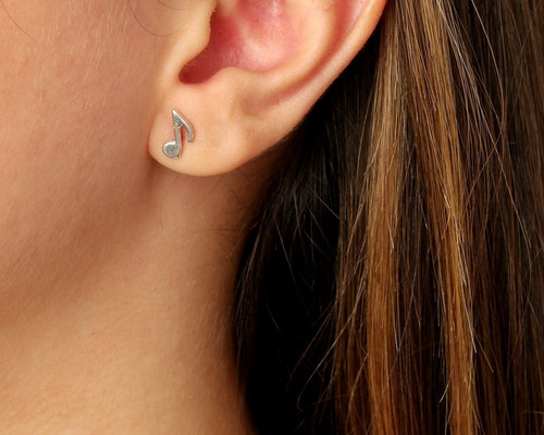 Brinco Feminino Nota Musical Semicolcheia Prata 925