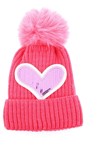 Gorro Tejido Nena Infantil C Polar Lentejuelas Corazon Love