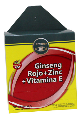 Ginseng Rojo + Zinc + Vitamina E Lafarmen X 150 Comprimidos