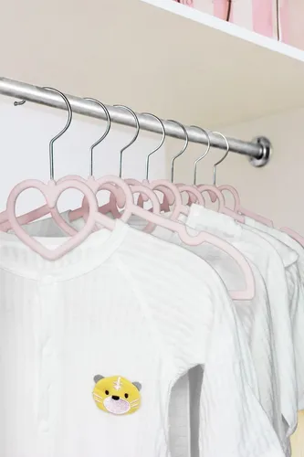 VIS'V - Perchas de terciopelo rosa de 11 pulgadas para niños, con 6  divisores de tamaño de ropa, antideslizantes, para cuarto de bebé, niñas y  niños