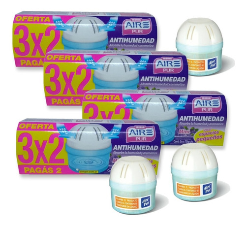 Antihumedad Aire Pur Mini Promo 3x2 Con Fragancia Pack 4un