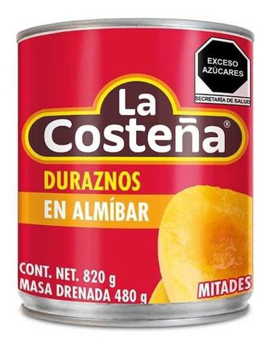 Duraznos En Almíbar La Costeña En Mitades 820 Gr, Cj 12 Piez