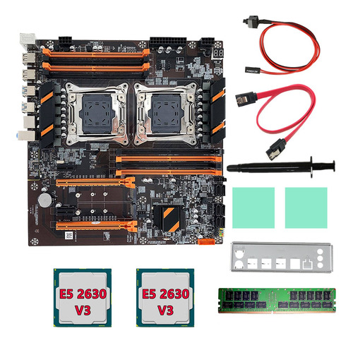 Placa Madre X99 De Doble Cpu, 2 Cpus Xe5 2630 V3+ddr4 4g Rec