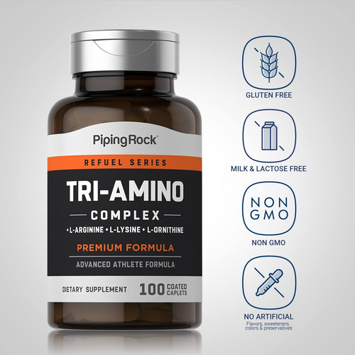 Suplemento Piping Rock Tri Amino L-arginina L-ornitina L-ly