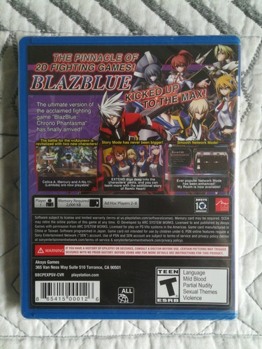 Imagen 3 de 3 de Blazblue Chrono Phantasma Extend Ps Vita 100% Nuevo Original