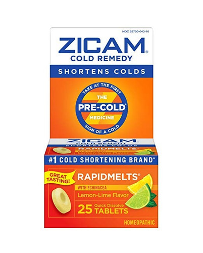 Zicam Cold Remedy Rapidmelts Lima-limón Con Echinacea, 25 Ta