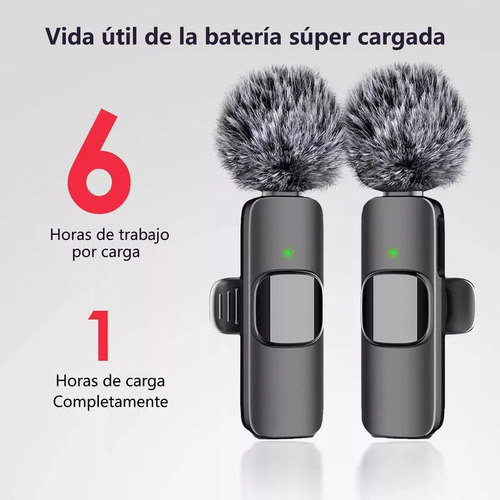 2pcs Micrófono Inalámbrico Lavalier Para iPhone iPad Android