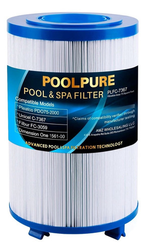 Poolpure Filtro De Repuesto Para Pd075-2000 Unicel C-7367 Di