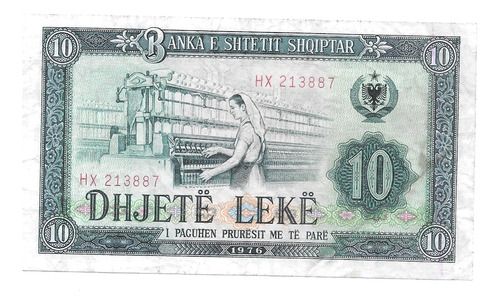 Liquido Billete De Albania. 10 Lek 1976 