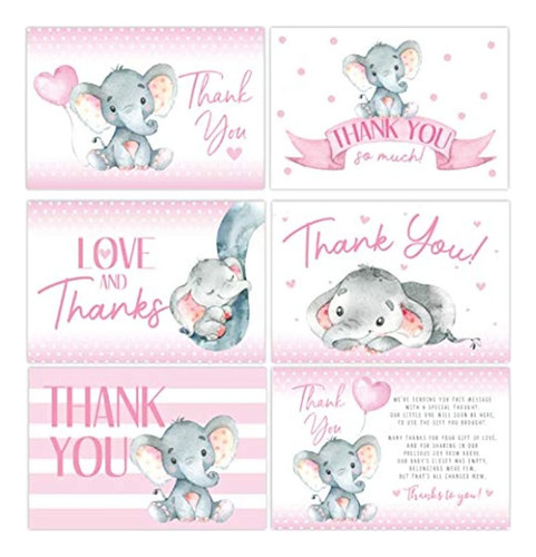 Tarjetas De Agradecimiento Para Bebé Con Diseño De Elefante