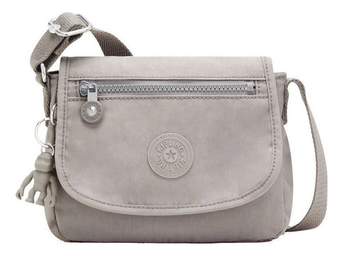 Bolsa transversal Kipling Sabian design lisa de náilon  grey gris com alça de ombro cinza