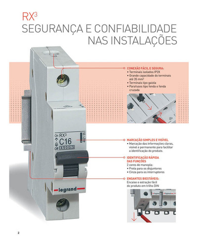 Disjuntor Din 16a Bipolar Monofásico Pial Legrand Rx3 419306