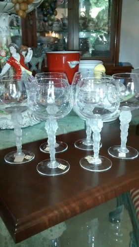 Copas Usadas Agua, Lalique 18 Cm Alto X 6.5 Cm Diám (Usado)