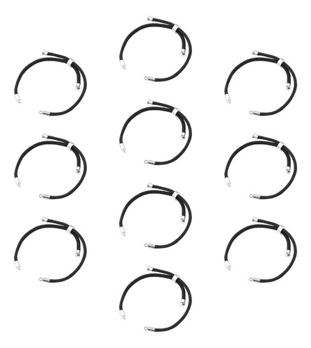 2 X 10 Pulseras De Cordón Trenzado For Hacer Argenta Negra