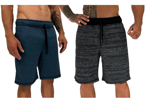 Imagem 1 de 3 de Kit 2 Bermudas Masculinas Moletom Short Estampas Atacado Fit