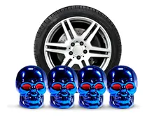 Comprar Pitón Tapa De Válvulas Calavera Azul Llanta Auto Camioneta