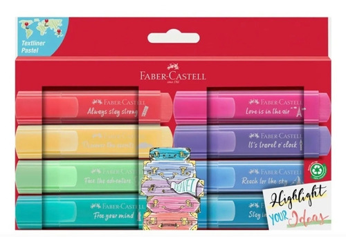 Resaltador Faber Castell Pastel Textliner X8 Unidades