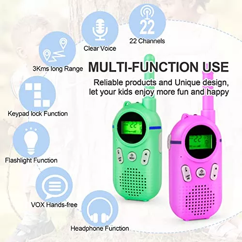 Walkie Talkies Recargables Para Niños, Paquete De 3 Pzas.