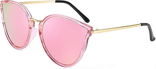 Feisedy Gafas De Sol Polarizadas Estilo Ojo Gato De Gran Armazón Rosa Diseño Espejo