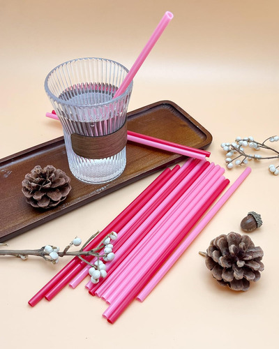 Popotes Desechables En Forma De Corazón Rosa Y Rojo De Plást