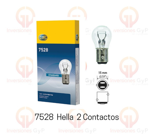 Bombillo 7528 12v 21/5w 2 Contactos Hella