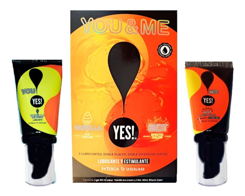 Pack Lubricante Yes You And Me Hot 40 Ml + Vanilla 40 Ml