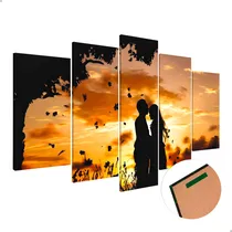 Comprar Quadros Decorativos Casal Apaixonado Por Sol Mosaico 5 Peça Cor Da Armação Água