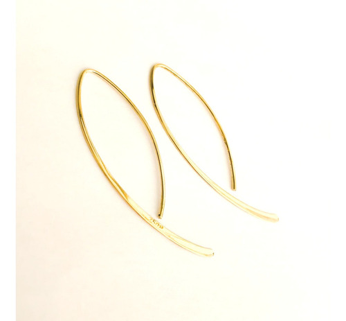 Imagem 4 de 8 de Brinco Fio Longo Anzol Em Ouro 18 K Feminino Linda Jóia