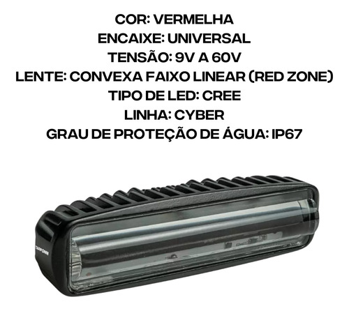Farol Auxiliar Para Empilhadeiras Super Led Vermelho Tarponn
