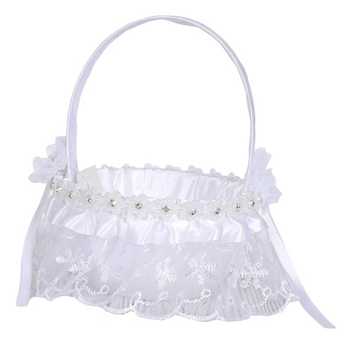 Cesta De Flores De Satén Cesta De Niña De Blancas Estilo F