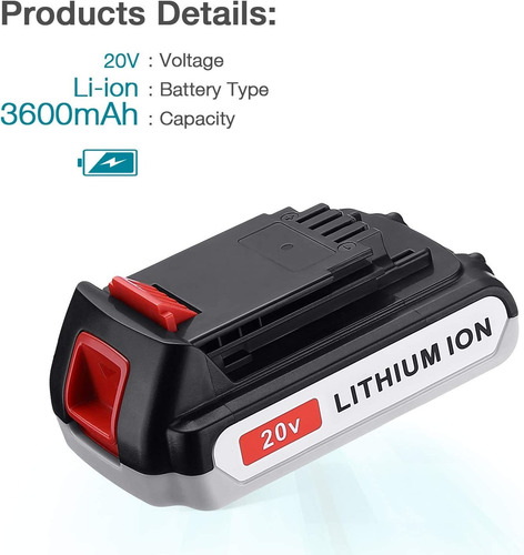 Batería Lbxr20 20v 3.6ah Para Black And Decker 20v Max...