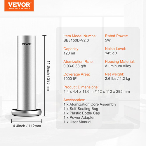 Difusor De Aroma 120ml Inteligente Bluetooth 1000 M Vevor